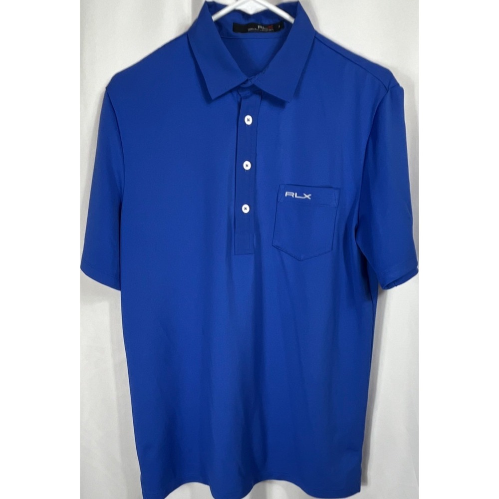 RLX Ralph Lauren Polo Shirt Blue Solid Short Sleeve Men's Medium Collared Logo
